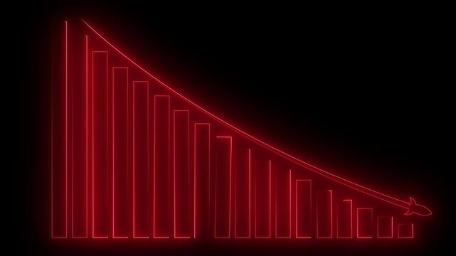 Down business graph icon .business or finance concept icon. Abstract decreasing business graph chart animation background.