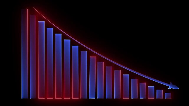 Down business graph icon .business or finance concept icon. Abstract decreasing business graph chart animation background.