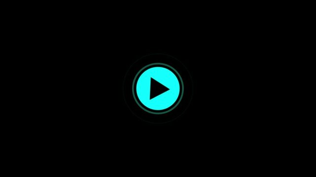 Play button icon animation. play icon, Play button icon animation and black background.
