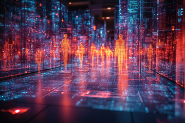 Fototapeta premium Dark Cyberpunk Hacker Room