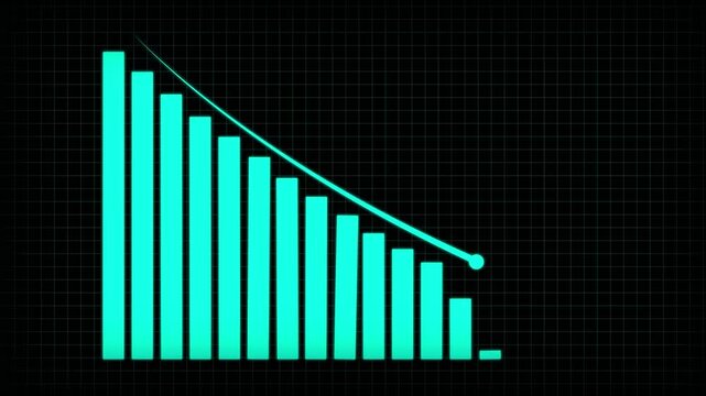 Down business graph icon .business or finance concept icon. Abstract decreasing business graph chart animation background.