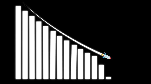 Down business graph icon .business or finance concept icon. Abstract decreasing business graph chart animation background.