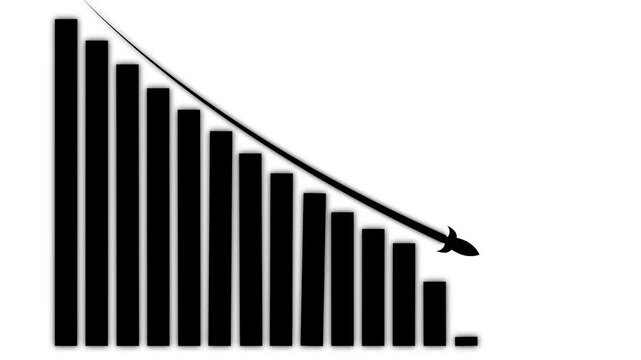 Down business graph icon .business or finance concept icon. Abstract decreasing business graph chart animation background.