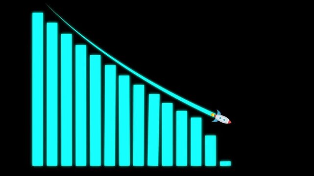 Down business graph icon .business or finance concept icon. Abstract decreasing business graph chart animation background.