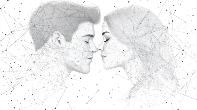 Digital Connection: Abstract Art of Two Faces in a Networked Universe