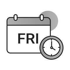 Calendar with Friday Marked. Icons Included: Schedule, Weekend Planning, Work-Life Balance