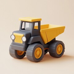 Obraz premium Vibrant Yellow Toy Dump Truck on Cream Background