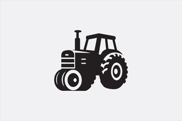 A black vector of a tractor silhouette.