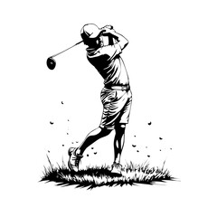 golf player silhouette vector