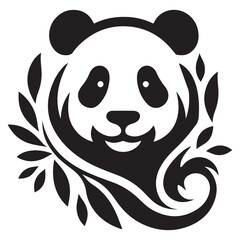 Elegant Panda Logo Design with Leaf Motif