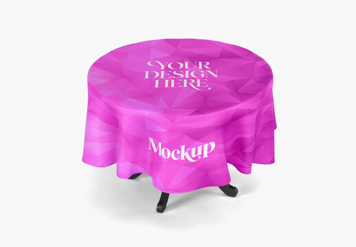 Table with Tablecloth Round Mockup