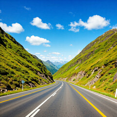 Fototapeta premium road in the field. road in the mountains. road in the forest in a sunny day. nature view.