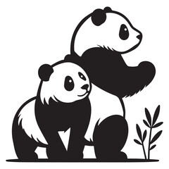 A Heartwarming Illustration of Two Pandas in Nature