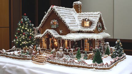 Christmas gingerbread house with decorations