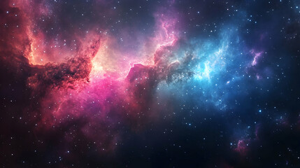 Fototapeta premium A breathtaking view of a colorful nebula with swirling gases and bright stars against the vast expanse of space. 
