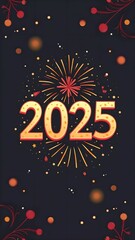 Fototapeta premium Festive wallpaper featuring a Happy New Year 2025 design.