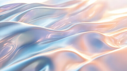 Fototapeta premium A smooth and elegant abstract wave pattern in pastel hues of blue, peach, and white, creating a soft and fluid design.