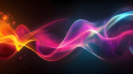 Fototapeta premium A vibrant, flowing abstract wave of pink and orange hues against a dark background, creating a dynamic and glowing aesthetic.