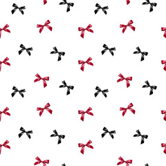 Seamless pattern with red and red bows 