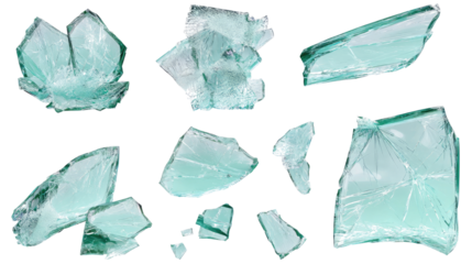Collection of Shattered Glass Pieces With Visible Cracks Isolated Generative AI
