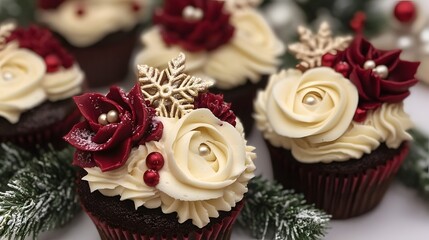 Christmas festive cupcakes with icing
