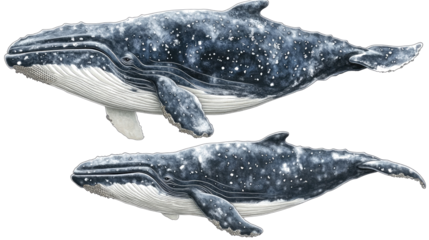 Big Whale Illustrations on Transparent Background Generative AI