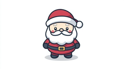 Obraz premium Children's drawing of Santa Claus in a red coat and hat on a clean white background New Year's Eve happy holiday