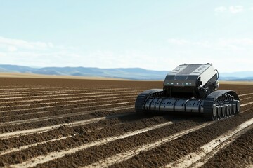 Autonomous agriculture robot planting seeds in a large open field