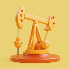 Vibrant 3D Render of an Oil Pump on a Yellow Background