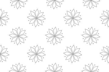Black and white seamless snowflake pattern for Christmas coloring pages. Perfect for holiday decorations, backgrounds, and crafts.