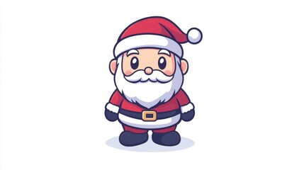 Children's drawing of Santa Claus in a red coat and hat on a clean white background New Year's Eve happy holiday