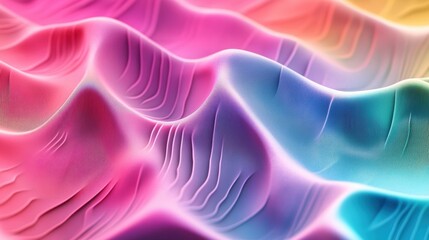 Obraz premium Close-up abstract image of colorful fabric waves with a gradient of pink, blue, and purple tones