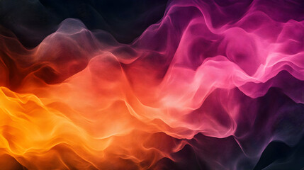 Obraz premium A fiery and smoky abstract with swirling patterns in orange and pink hues, evoking energy and warmth with a soft gradient transition.