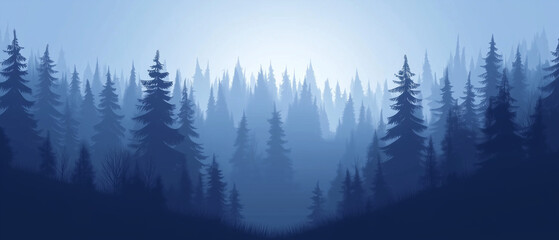 Obraz premium Illustration vectorielle panoramique d'une forêt lugubre et brumeuse