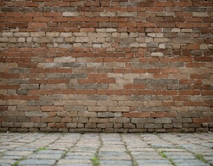 brick wall  and concrete floor ground dirty wall