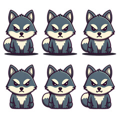 Fototapeta premium Vector Illustration of Cute Wolf Characters.