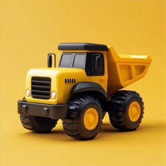 Obraz premium Vibrant Yellow Construction Vehicle on Solid Background