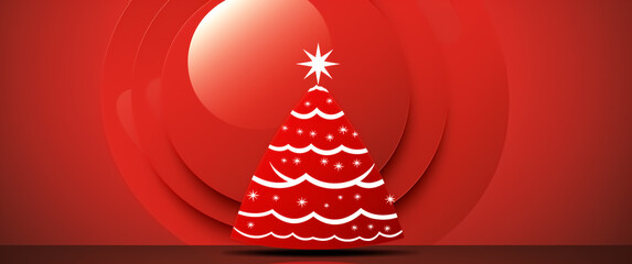 Christmas card illustration in red background