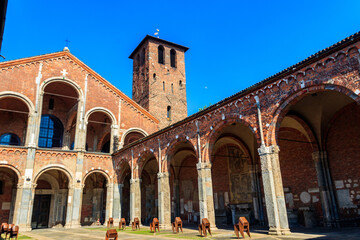Fototapeta premium Basilica of Sant'Ambrogio in Milan, Italy
