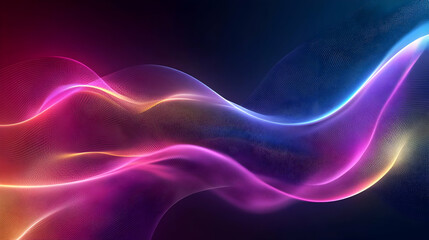 Obraz premium Flowing neon lines in blue and pink hues on a dark background, exuding a futuristic and vibrant energy.