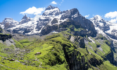 Oeschinen lake hike and surrounding peaks, Switzerland