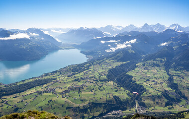 Fototapeta premium Thun lake from Niesen mountain top, Switzerland