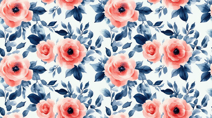 Watercolor seamless pattern featuring vintage floral bouquets elegant botanical illustration for fashion and design applications