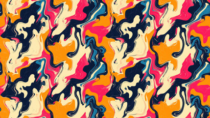 Vibrant seamless abstract pattern featuring dynamic shapes and colors ideal for textile design and graphic backgrounds