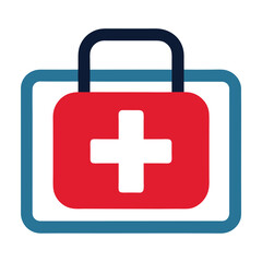Fototapeta premium First Aid Kit Icon with Red Cross Symbol for Emergency and Healthcare Use