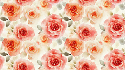 Seamless watercolor pattern featuring lush roses perfect for wedding invitations birthday cards and summer celebrations