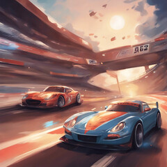 Naklejka premium car racing game background illustration