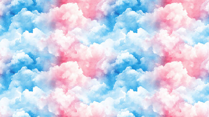 Fototapeta premium Hand painted watercolor sky clouds in pastel colors seamless pattern for textile design stationery and home decor