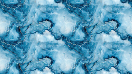 Seamless abstract blue marble pattern with intricate textures ideal for backgrounds and artistic designs