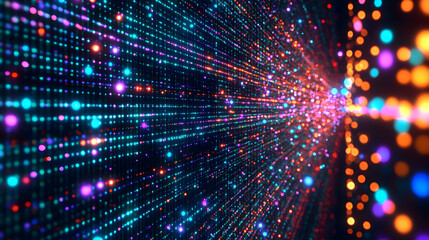 Naklejka premium A dynamic projection of vibrant blue and red light rays, symbolizing futuristic communication and data transfer.